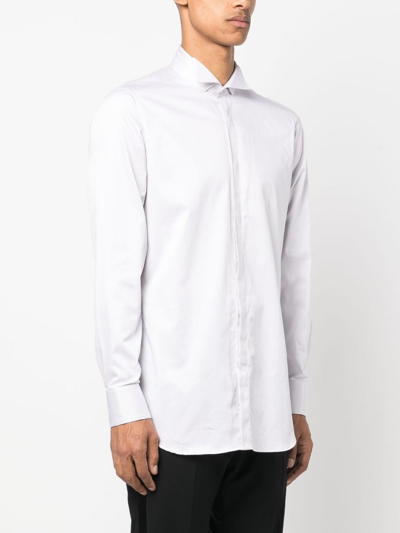 D4.0 Spread-collar Poplin Shirt In Grey