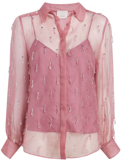 Shop Cinq À Sept Kandice Crystal-embellished Shirt In Pink