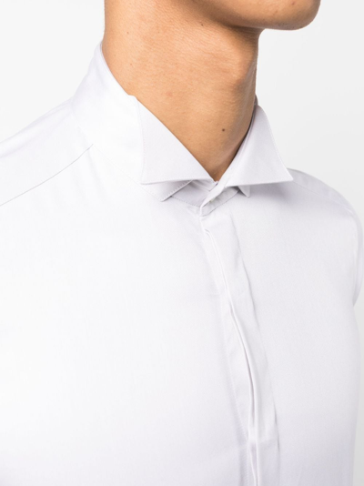 D4.0 Spread-collar Poplin Shirt In Grey