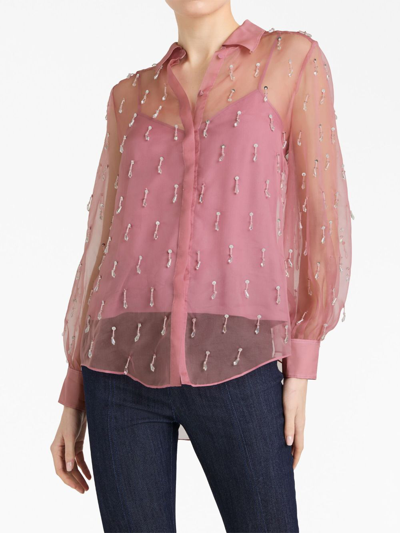Shop Cinq À Sept Kandice Crystal-embellished Shirt In Pink