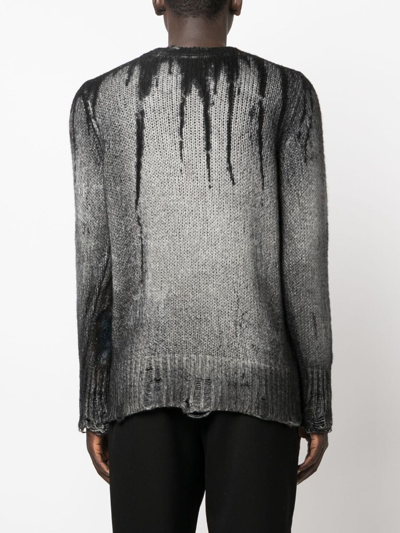 Shop Avant Toi Tie-dye Print Cashmere-blend Jumper In Grey