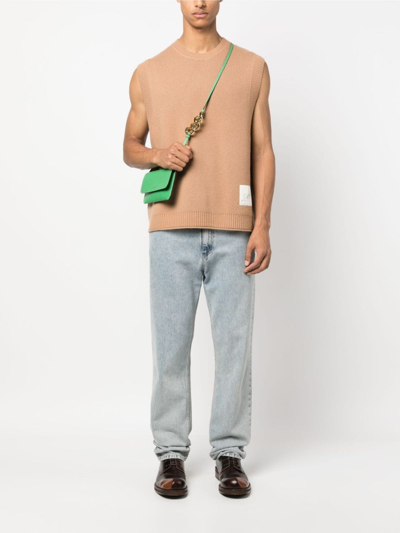 Shop Jw Anderson Logo-patch Knitted Vest In Brown
