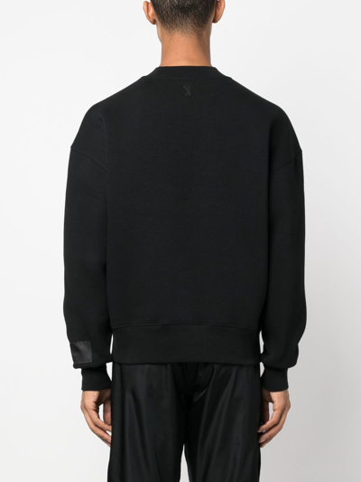 Shop Ami Alexandre Mattiussi Logo-patch Long-sleeved Sweatshirt In Black