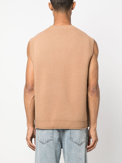 Jw Anderson Logo-patch Sleeveless Vest In Brown
