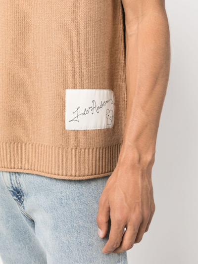 Jw Anderson Logo-patch Sleeveless Vest In Brown