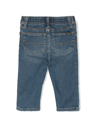 Shop Ralph Lauren Whiskering-effect High-rise Slim-fit Jeans In Blue