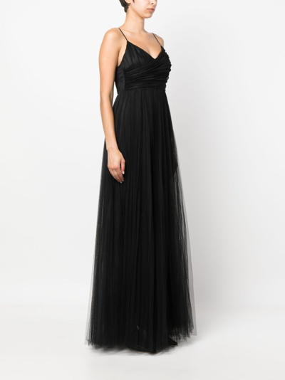 Shop Fabiana Filippi Pleated Tulle Maxi Dress In Black