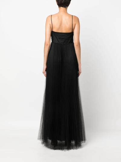 Shop Fabiana Filippi Pleated Tulle Maxi Dress In Black