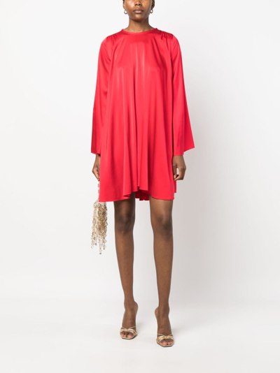 Shop Forte Forte Crew-neck Pleated Minidress In Red