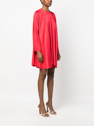 Shop Forte Forte Crew-neck Pleated Minidress In Red