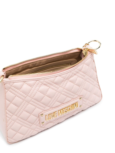 Shop Love Moschino Quilted Logo-plaque Tote Bag In Pink