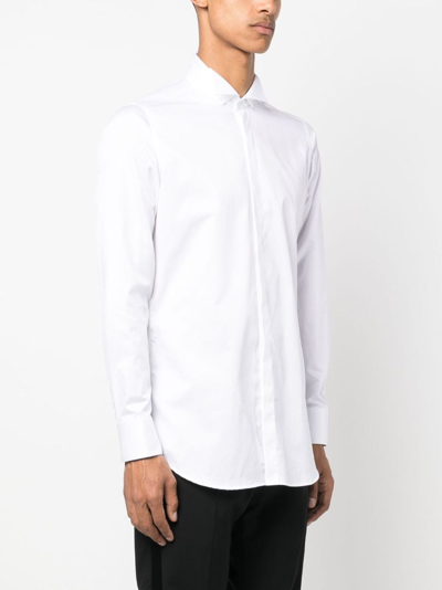 Shop D4.0 Slim-cut Cotton Shirt In White