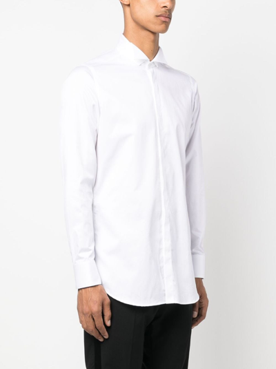 D4.0 Spread-collar Poplin Shirt In White