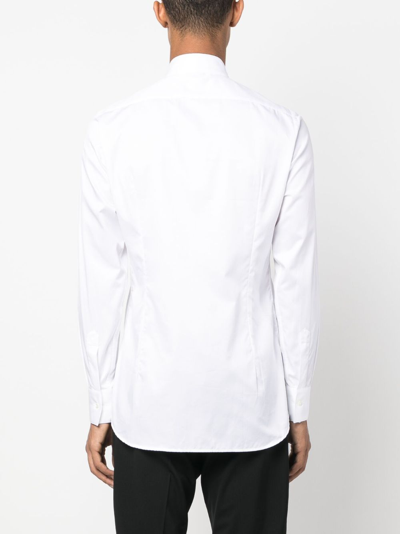 D4.0 Spread-collar Poplin Shirt In White