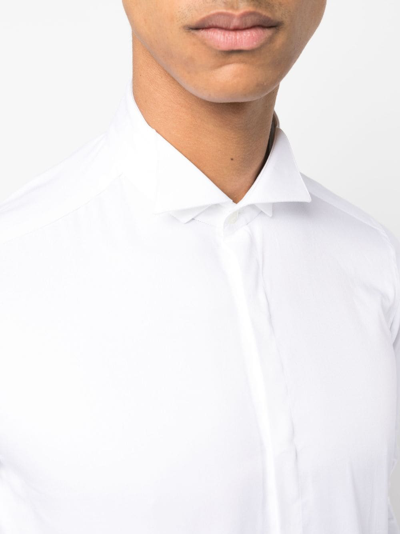 Shop D4.0 Slim-cut Cotton Shirt In White