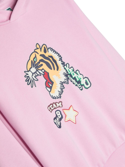 Shop Kenzo Tiger-print Cotton Hoodie In Pink