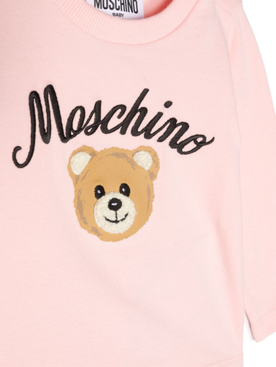 Shop Moschino Logo-print Long-sleeve Sweatshirt In Pink