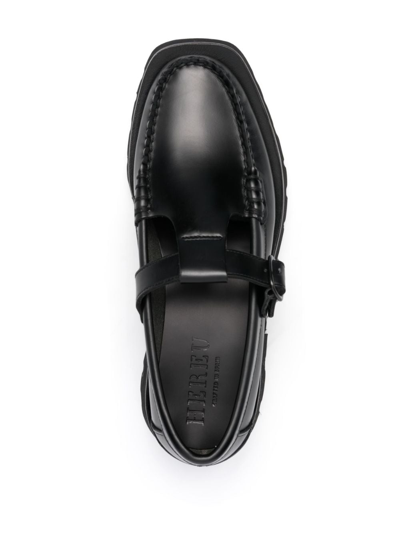 Shop Hereu Alber T-bar Leather Loafers In Black