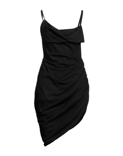 Shop Jacquemus Woman Mini Dress Black Size 8 Cotton
