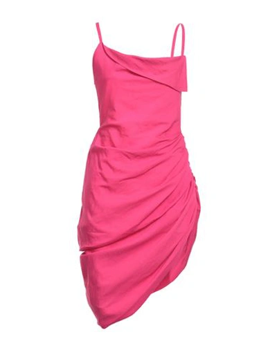Shop Jacquemus Woman Mini Dress Fuchsia Size 6 Cotton In Pink