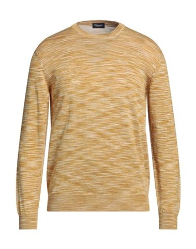 Shop Drumohr Man Sweater Mustard Size 40 Cotton In Yellow