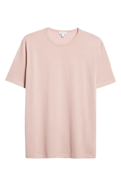 Shop Sunspel Crewneck T-shirt In Shell Pink