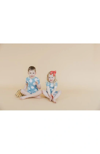 Copper Pearl Slugger Fitted Two-piece Short Pajamas In Blue