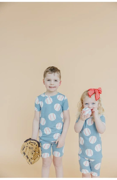 Copper Pearl Slugger Fitted Two-piece Short Pajamas In Blue