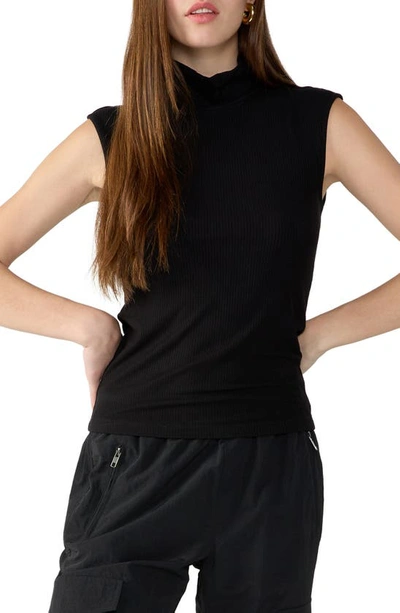 Shop Sanctuary Essential Mock Neck Rib Sleeveless Sweater In Black