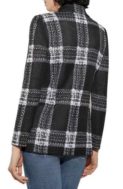 Misook Plaid Tailored Knit Blazer In Black/ White