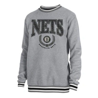 Shop New Era Unisex  Heather Gray Brooklyn Nets Vintage Throwback Crew Sweatshirt
