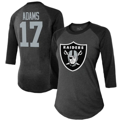 Majestic Threads Davante Adams Black Las Vegas Raiders Player Name & Number Tri-blend 3/4-sleeve Fit In Black