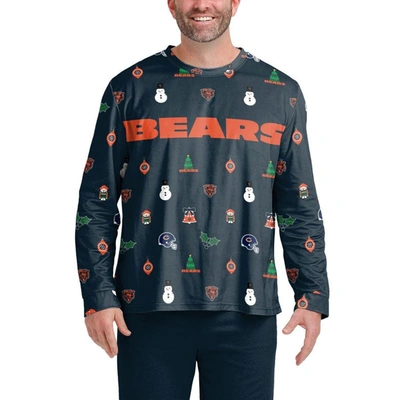 Shop Foco Navy Chicago Bears Holiday Repeat Long Sleeve T-shirt