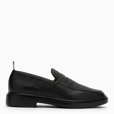Thom Browne Black Slip-on Loafers With Loop Detail In Black