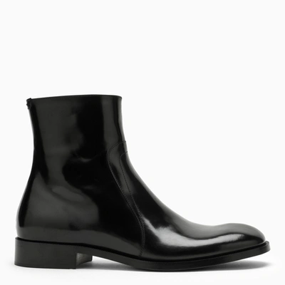 Shop Maison Margiela | Black Smooth Leather Ankle Boot