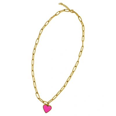 Shop Adornia Heart Paper Clip Chain Necklace Pink Gold