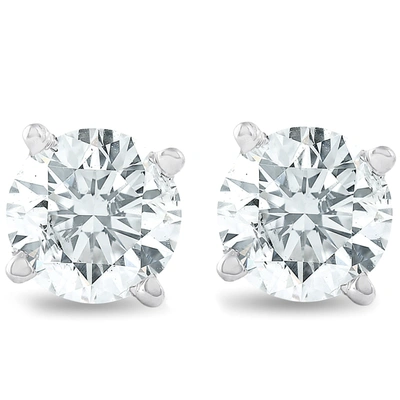 Pompeii3 1 1/4ct 14k White Round Cut Studs Earrings Screw Back In Multi