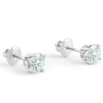 Pompeii3 1 1/4ct 14k White Round Cut Studs Earrings Screw Back In Multi