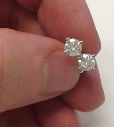 Pompeii3 1 1/4ct 14k White Round Cut Studs Earrings Screw Back In Multi