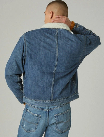 Shop Lucky Brand Men's Faux Shearling Lined Denim Barn Jacket In Blue
