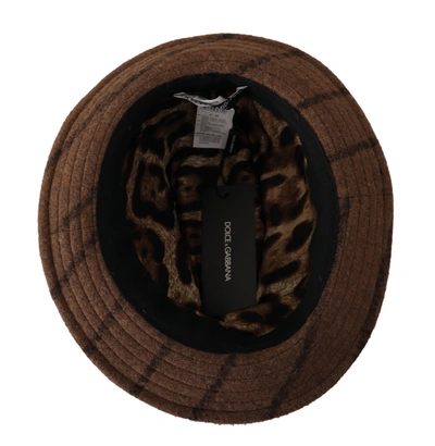 Shop Dolce & Gabbana Fedora Striped Print Summer Women's Hat In Brown