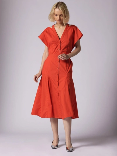 Shop Equipment Doriane Midi Cotton Dress In Red