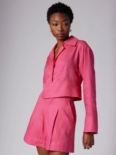 Shop Equipment Beatrix Long Sleeve Linen Shirt In Pink