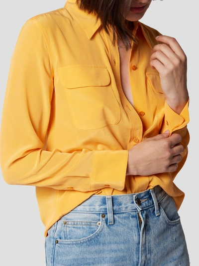 Shop Equipment Slim Signature Silk Shirt In Orange