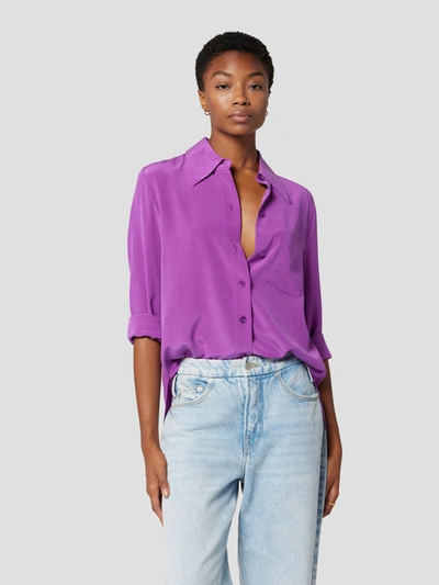 Shop Equipment Quinne Silk Shirt In Purple