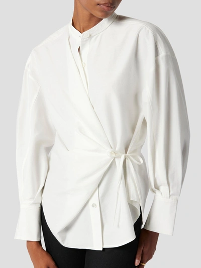 Equipment Renaux Asymmetric Side-tie Silk-blend Shirt In White | ModeSens