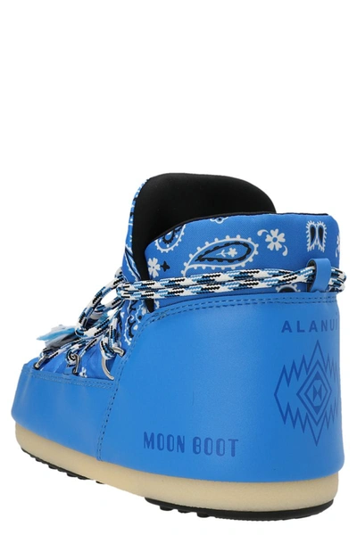 Shop Alanui X Moon Boot 'pumps Bandana' Ankle Boots In Light Blue