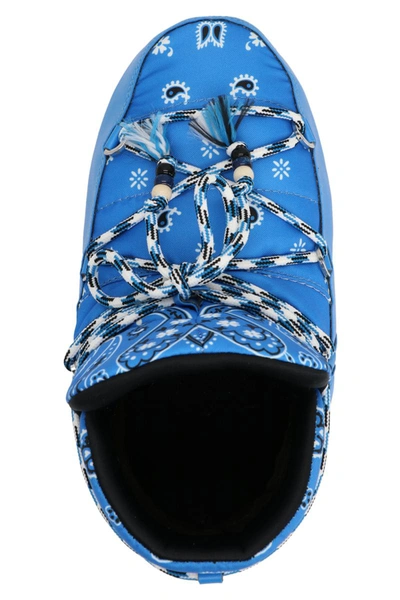 Shop Alanui X Moon Boot 'pumps Bandana' Ankle Boots In Light Blue