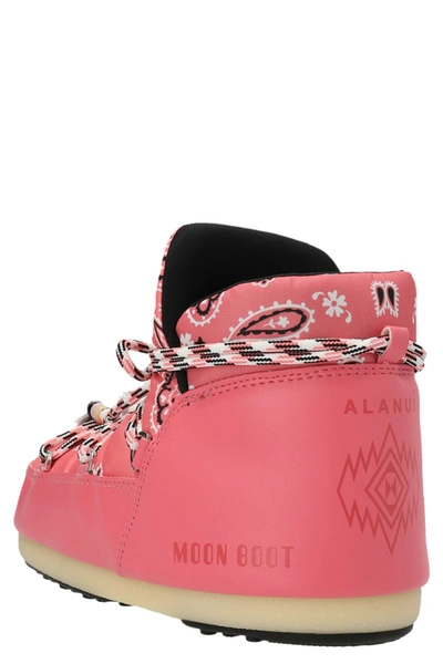 Shop Alanui X Moon Boot 'pumps Bandana' Ankle Boots In Pink