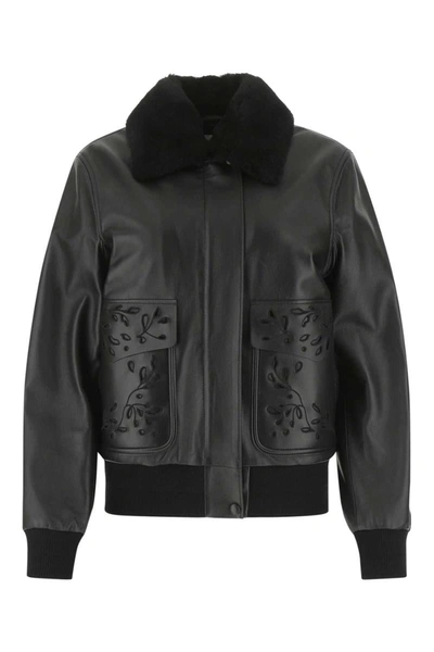 Shop Chloé Chloe Leather Jackets In Black